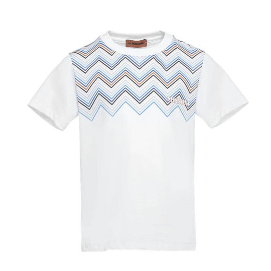 Boys White Zig Zag T-Shirt
