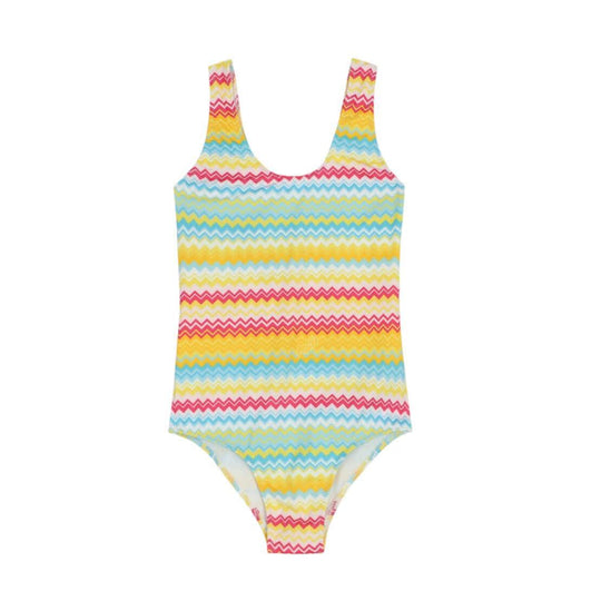 Girls Multi Zig Zag Swimsuit