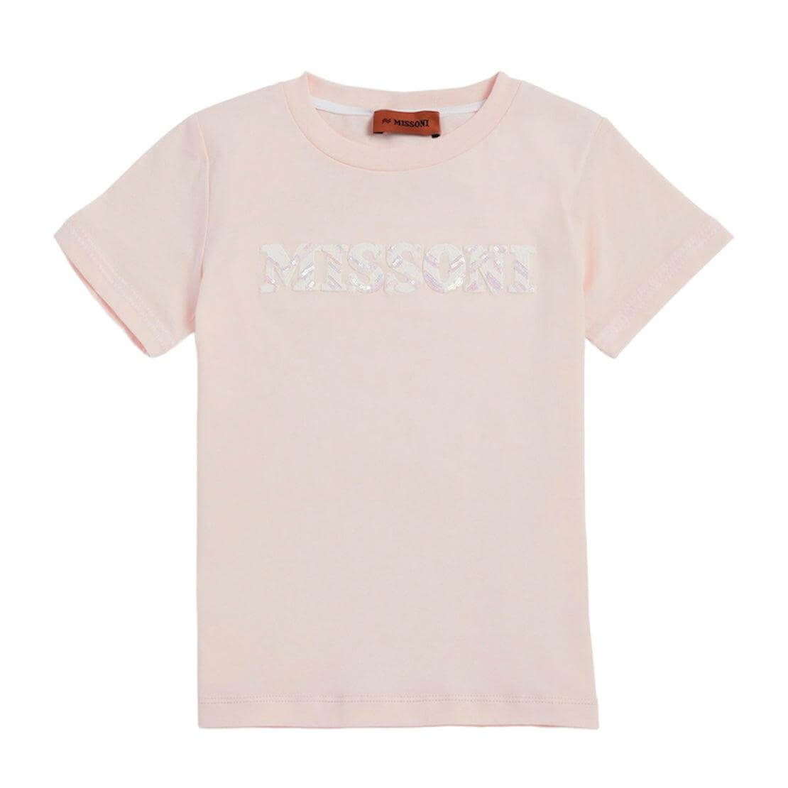 Missoni Kids Girls Pink Sequin Logo T-Shirt