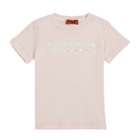 Missoni Kids Girls Pink Sequin Logo T-Shirt