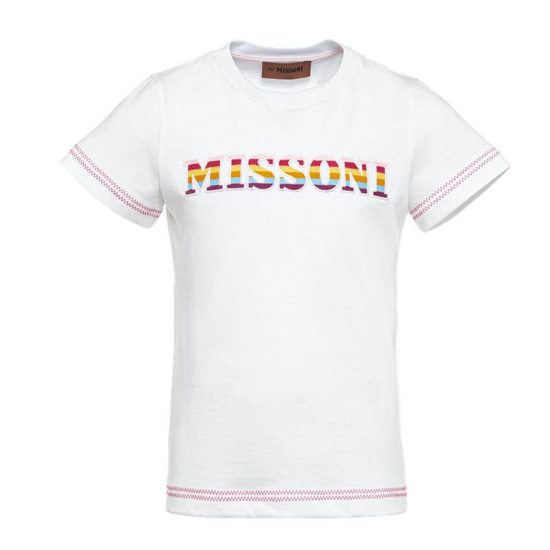 Missoni Kids Girls White Logo T-Shirt