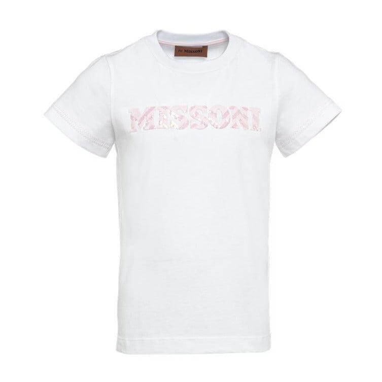 Missoni Kids Girls White Sequin Logo T-Shirt