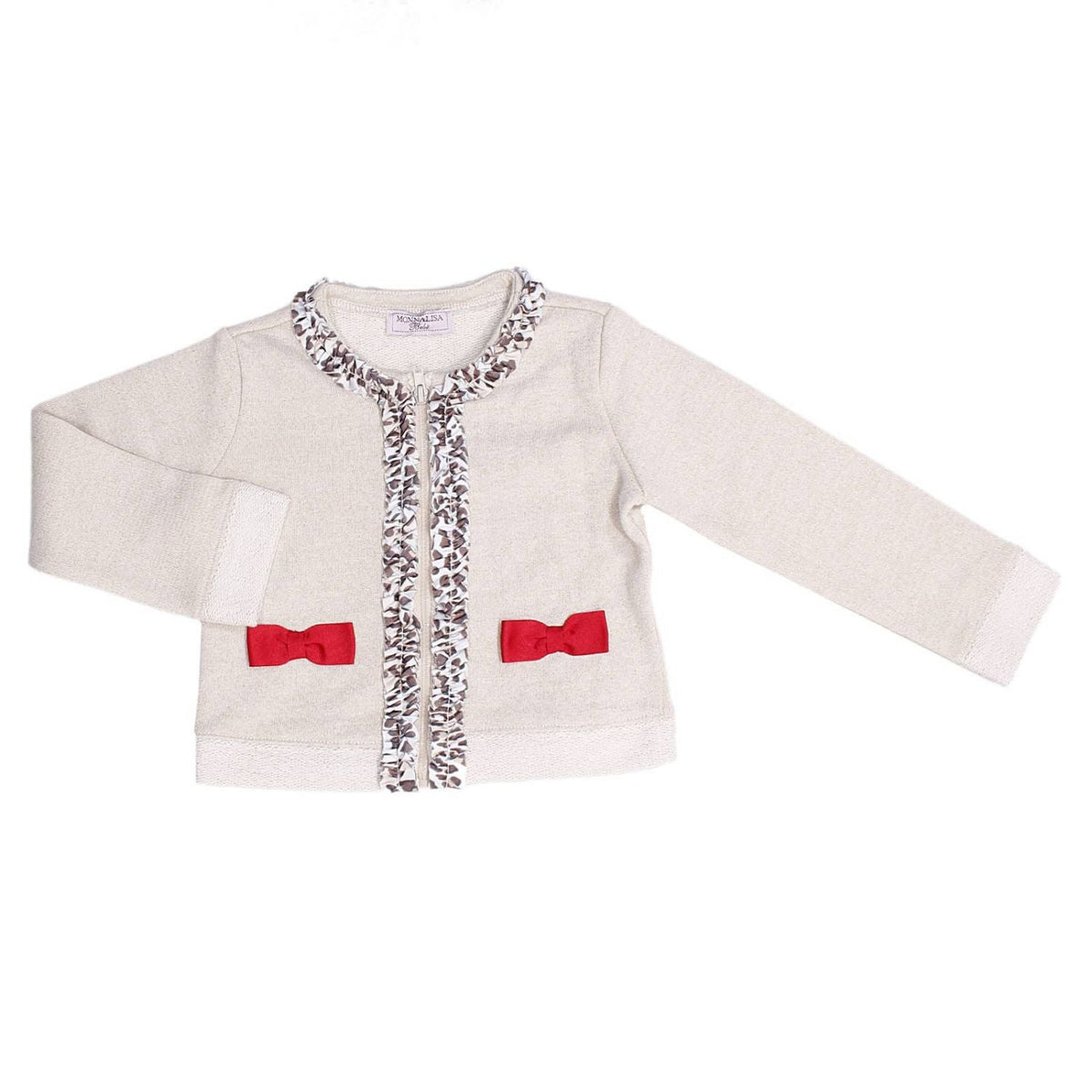 Monnalisa Baby Girls Ecru Bow Jacket