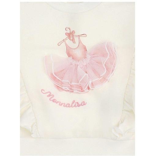 Monnalisa Baby Girls Ivory Frill Ballet Sweatshirt
