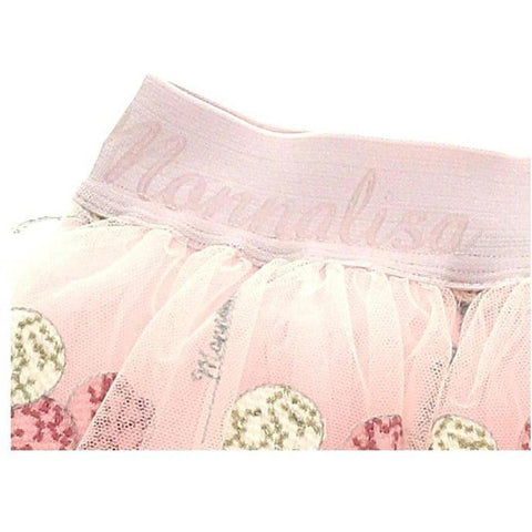 Monnalisa Baby Girls Pink Floral Tulle Skirt