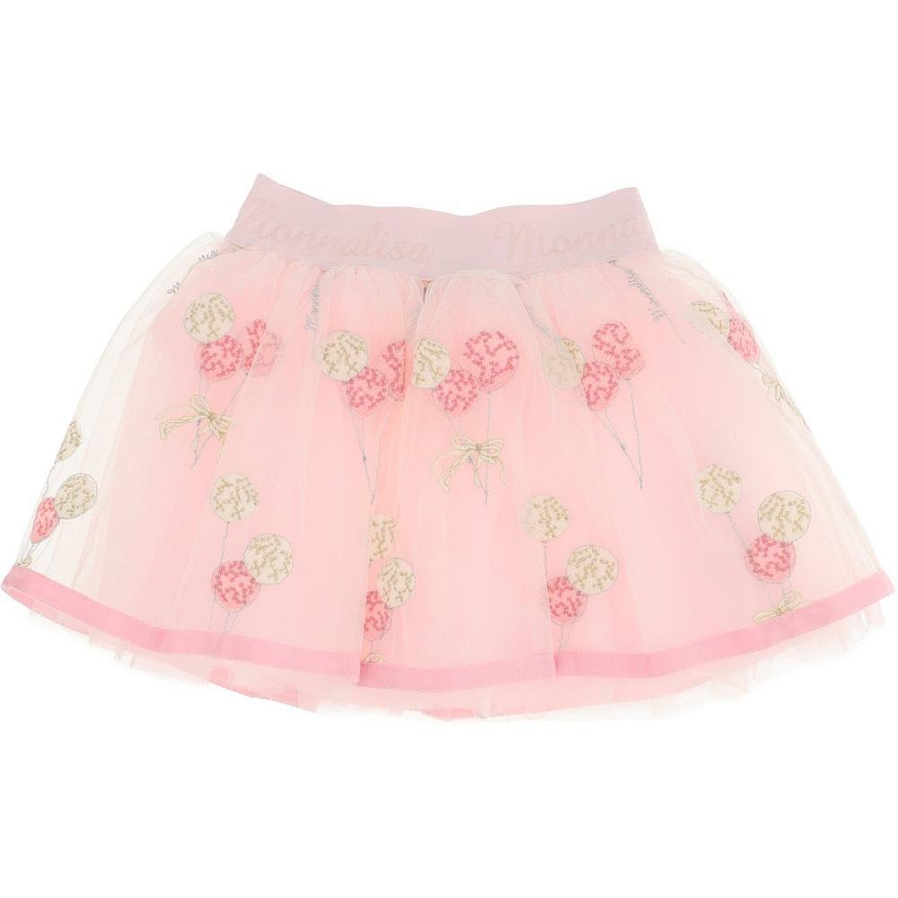 Monnalisa Baby Girls Pink Floral Tulle Skirt