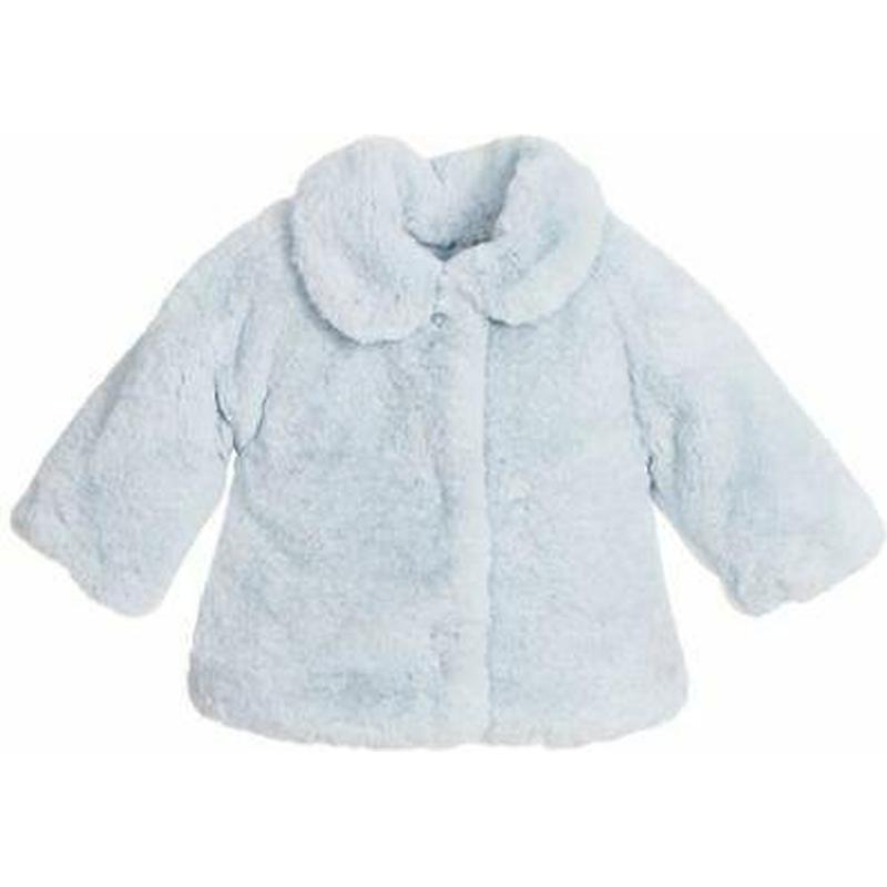 Monnalisa Baby Girls Sky Blue Faux Fur Coat