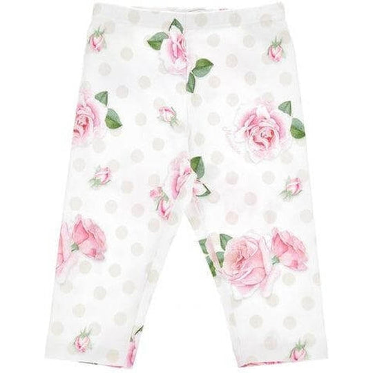 Baby Girls White Floral Leggings