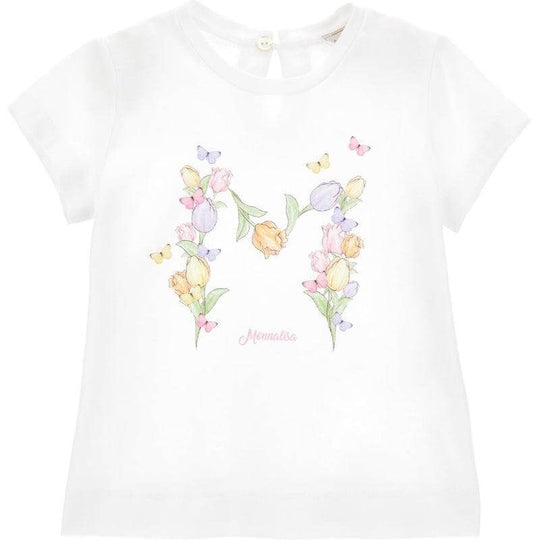 Baby Girls White Flower T-Shirt