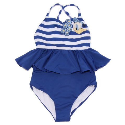 Monnalisa Donald Duck Blue & White Stripe Swiming Costume