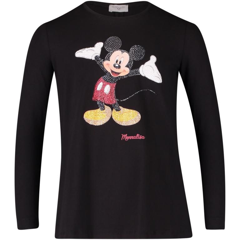 Monnalisa Girls Black Mickey T-Shirt