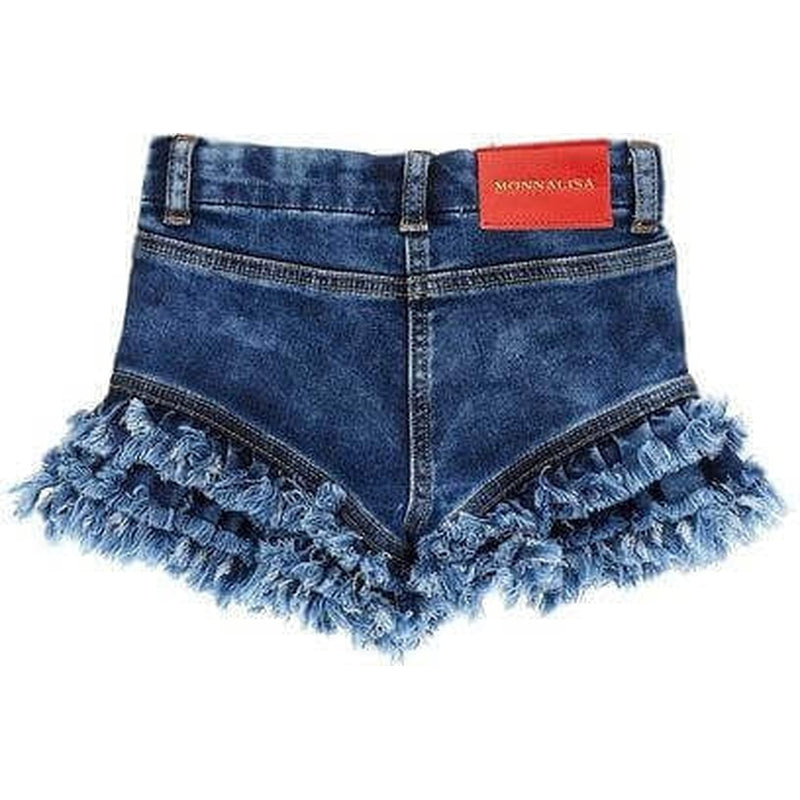 Monnalisa Girls Cherry Embroidered Denim Shorts