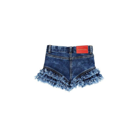 Monnalisa Girls Cherry Embroidered Denim Shorts