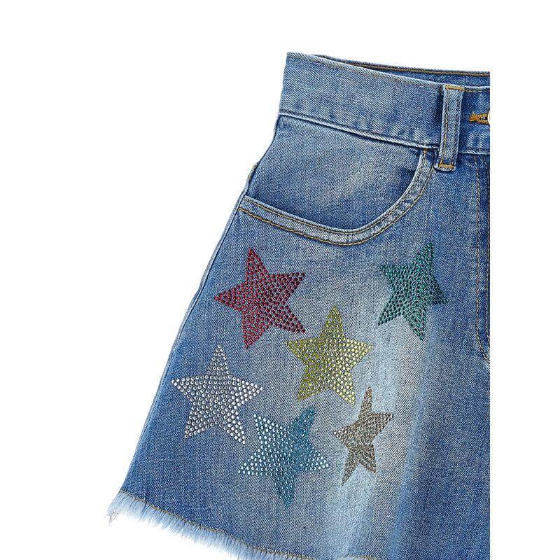 Monnalisa Girls Denim Star Shorts