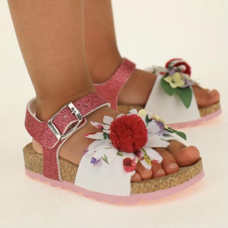 Monnalisa Girls Floral Sandals