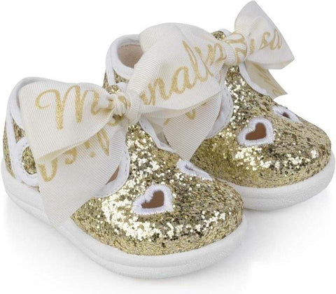 Monnalisa Girls Gold Glitter Shoes