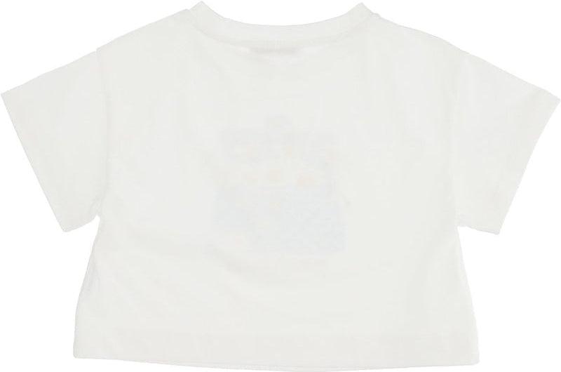 Monnalisa Girls Ivory Cropped Daisy T-Shirt