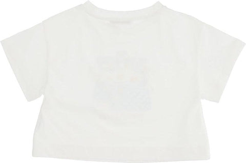 Monnalisa Girls Ivory Cropped Daisy T-Shirt