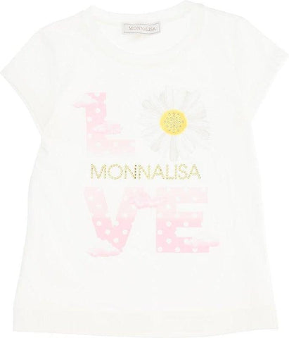 Monnalisa Girls Ivory & Pink Love T-Shirt