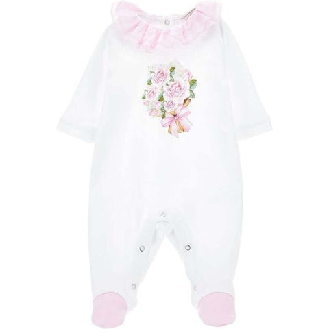 Monnalisa Girls Ivory Rose Babygrow