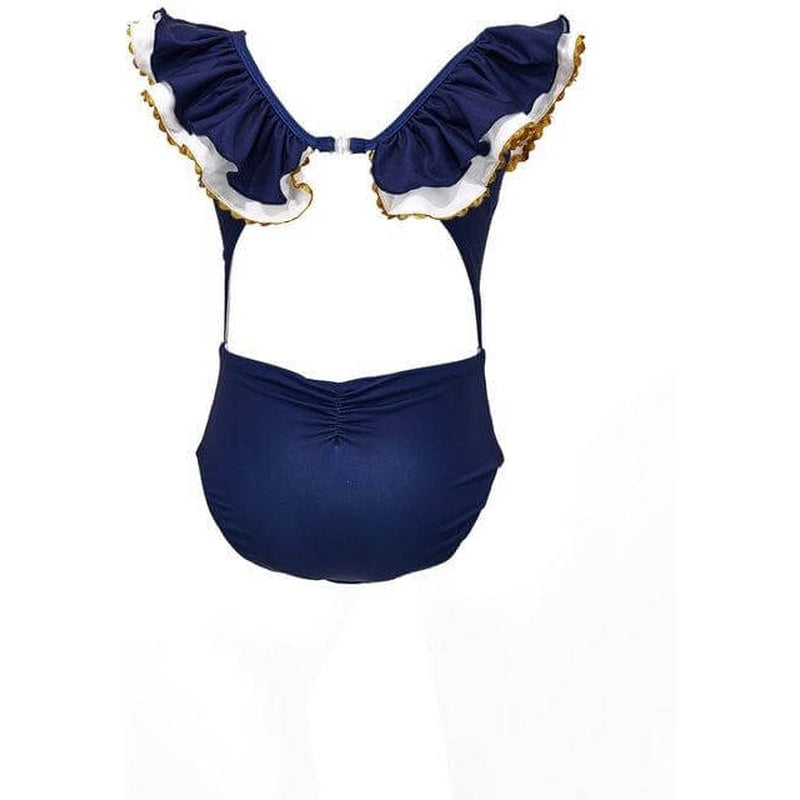 Monnalisa Girls Navy Frill Swimming Costume