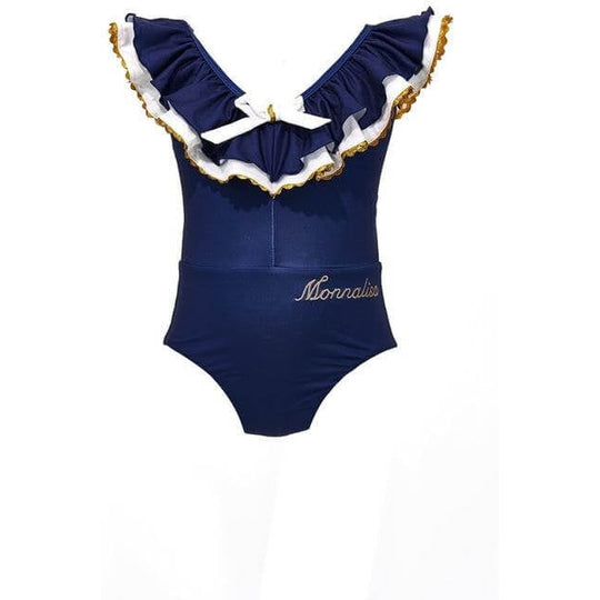 Girls Navy Frill Swimming Costume