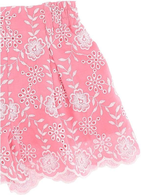 Monnalisa Girls Pink Broderie Anglaise Shorts
