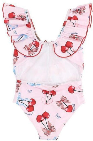 Monnalisa Girls Pink Cherry Swimsuit