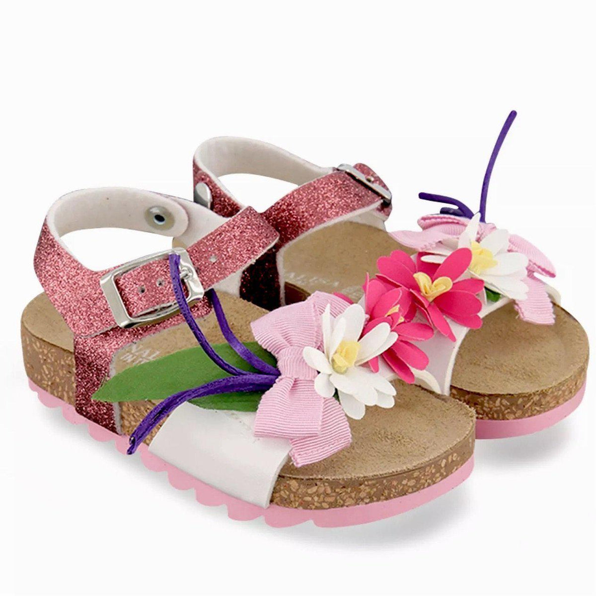 Monnalisa Girls Pink Flower Sandals