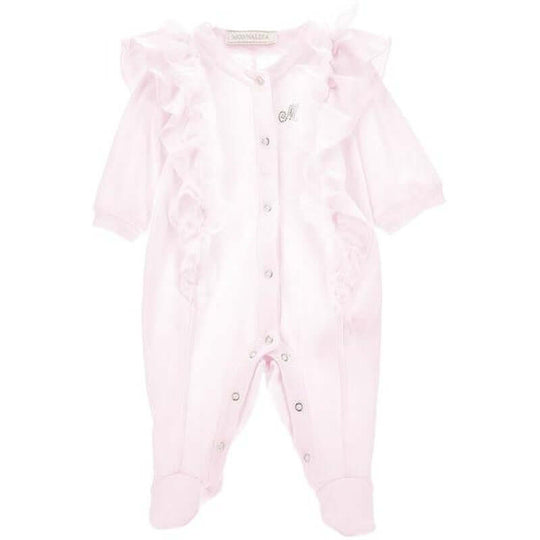 Girls Pink Frill Babygrow