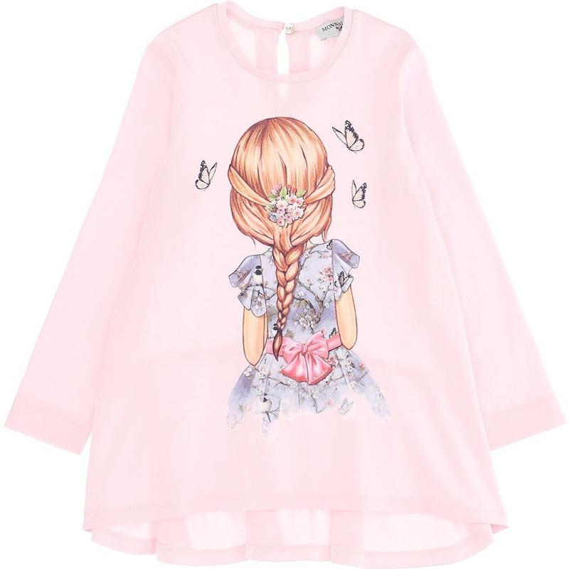 Monnalisa Girls Pink 'Girl' Print Tunic