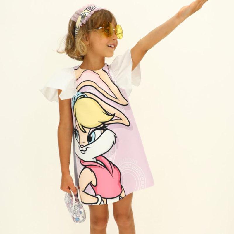 Monnalisa Girls Pink Lola & Bugs Bunny Dress