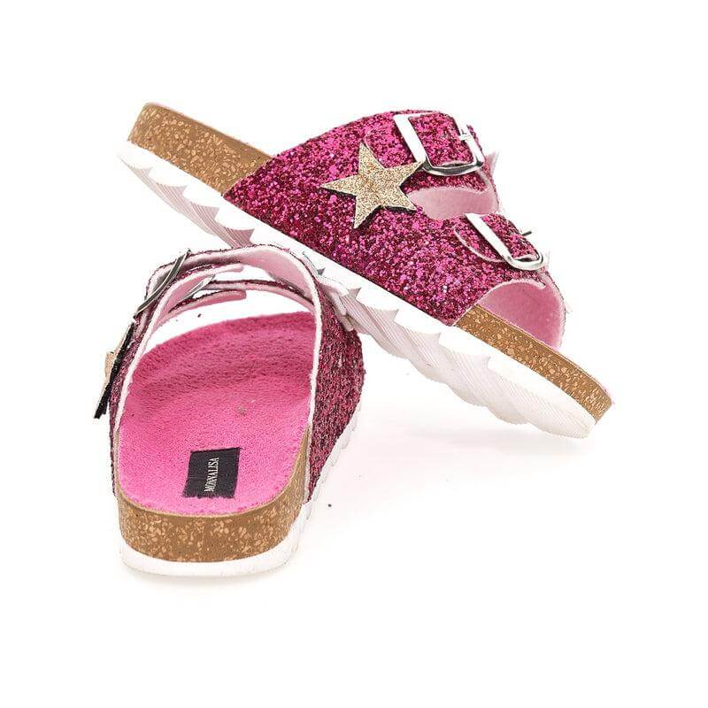 Monnalisa Girls Pink Star Glitter Sandals