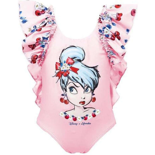 Girls Pink Tinkerbell Swimming Costume