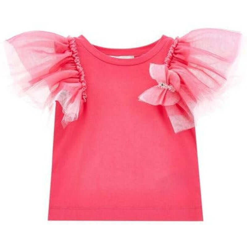 Monnalisa Girls Pink Tulle T-shirt