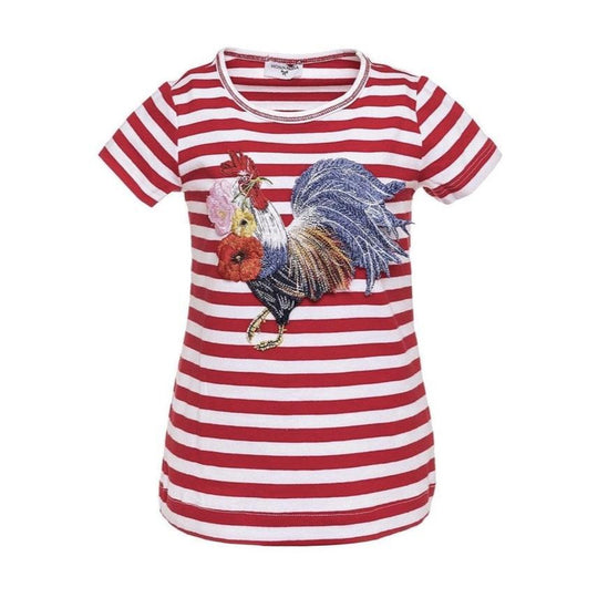 Girls Red And White Striped T-Shirt