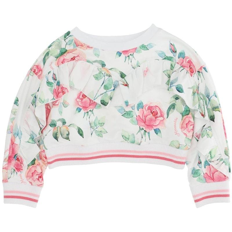 Monnalisa Girls Rose Ruffle Sweatshirt