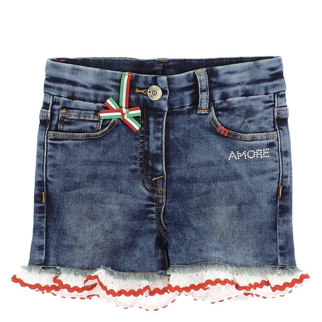 Monnalisa Girls Strawberry Denim Shorts