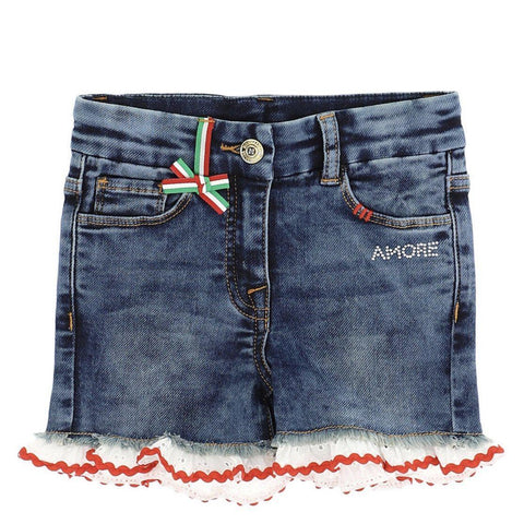 Monnalisa Girls Strawberry Denim Shorts