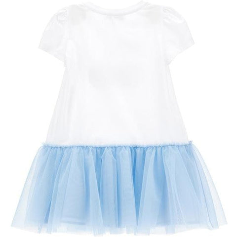 Monnalisa Girls White & Blue Tulle Cherry Dress