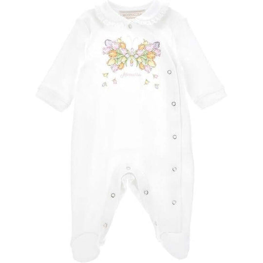 Girls White Butterfly Babygrow