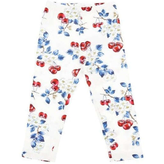 Girls White Cherry Leggings