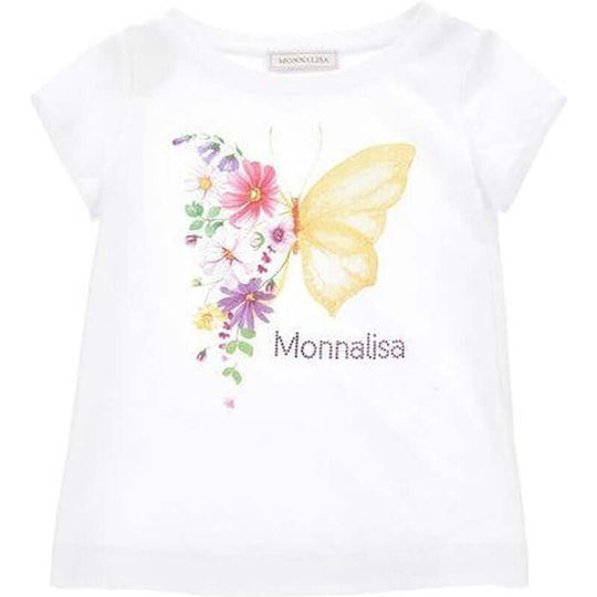 Girls White Floral T-shirt