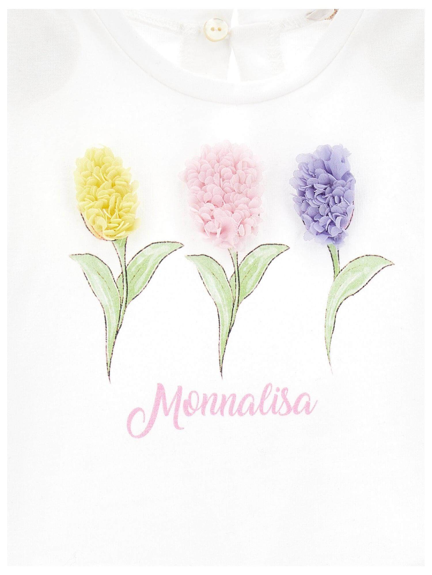 Monnalisa Girls White Flowers T-shirt