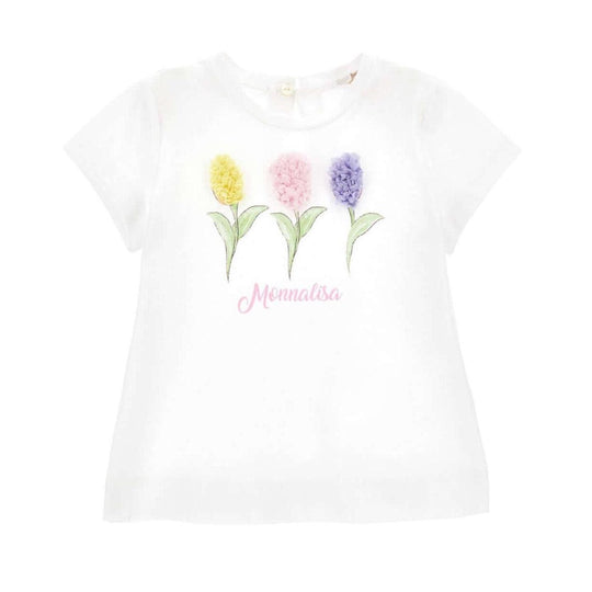 Girls White Flowers T-shirt