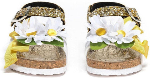 Monnalisa Girls White Glitter Daisy Sandals