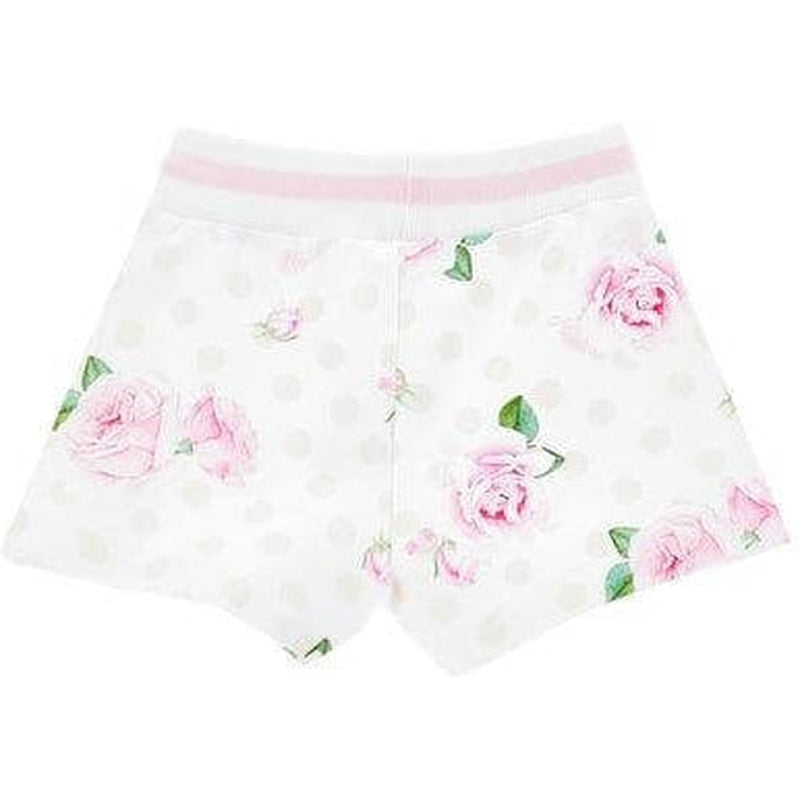 Monnalisa Girls White Rose Print Shorts