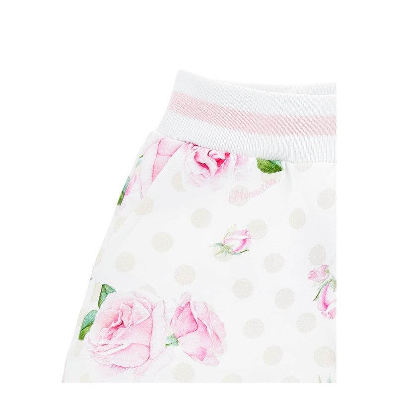 Monnalisa Girls White Rose Print Shorts