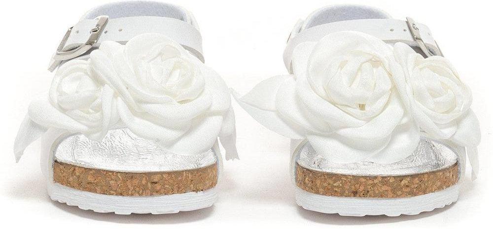 Monnalisa Girls White Rose Sandals