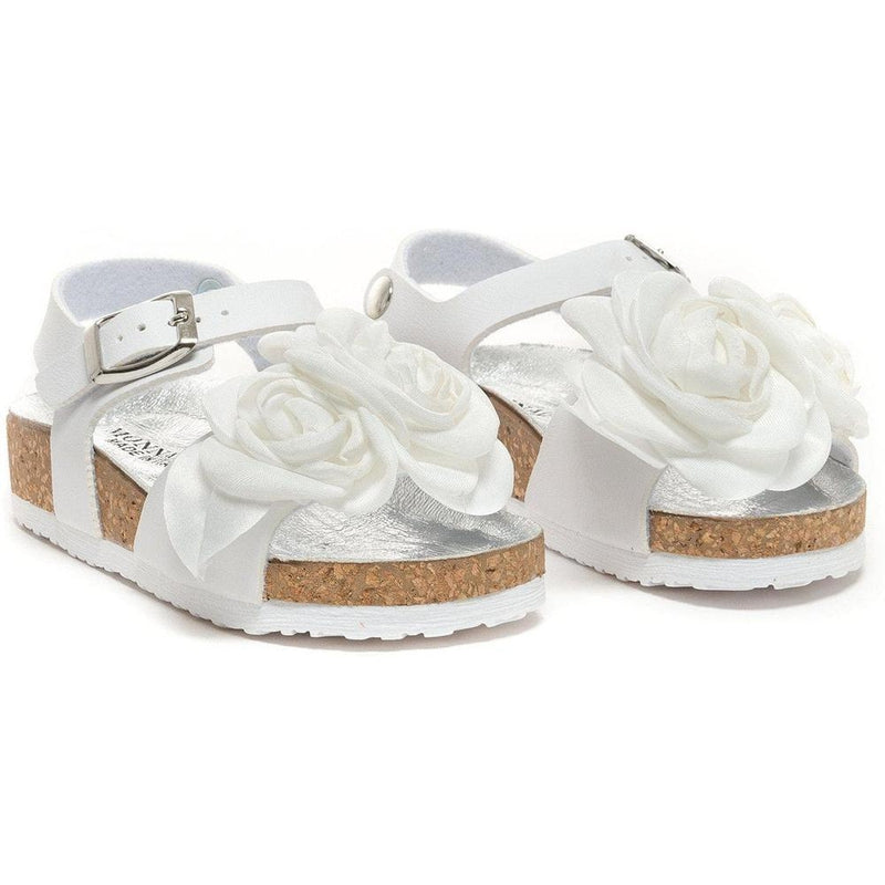 Monnalisa Girls White Rose Sandals